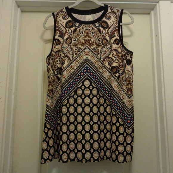 BOHO GEOMETRICS ART TANKY STRETCH TOP L - Picture 2 of 6